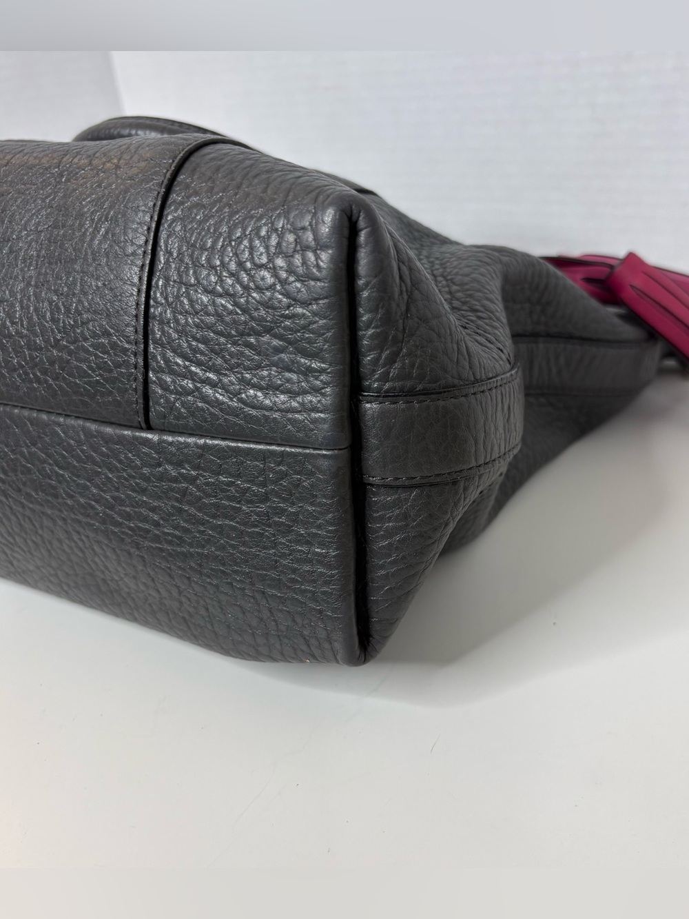 Coach Legacy Rory Textured Pebbled Leather Bobo in the Graphite/Berry colorway - Picture 15 of 17